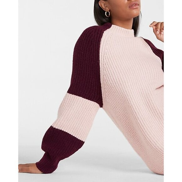 Express Colorblock Mock Neck Shift Sweater Dress XS - Picture 2 of 4